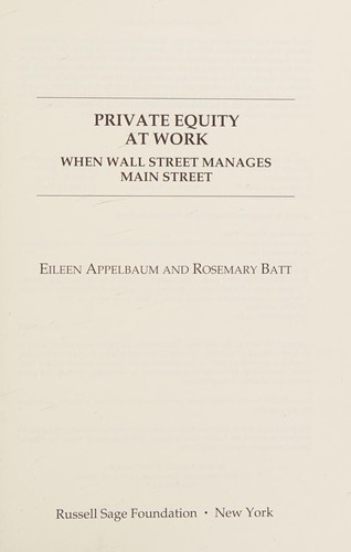 Private Equity at Work cover