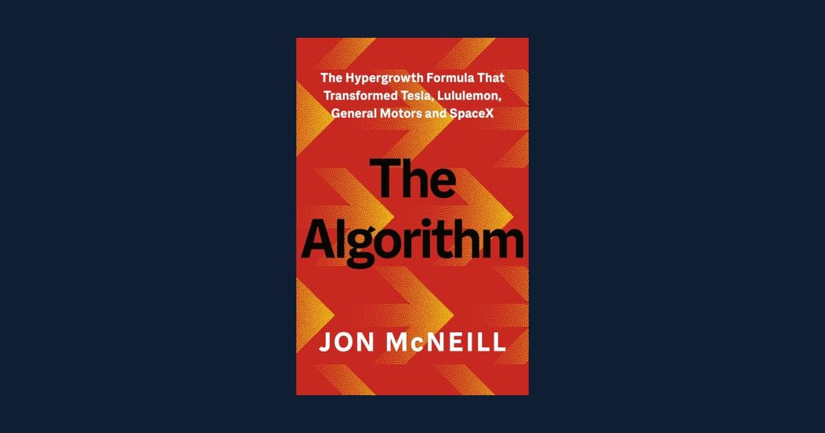 The cover of The Algorithm by Jon McNeill on a navy background.
